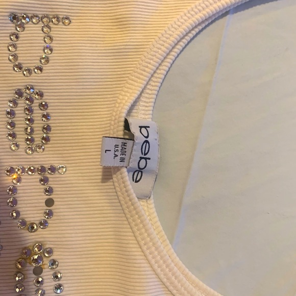BEBE LAS VEGAS cotton tank shirt with stones  , size Large - Picture 1 of 4